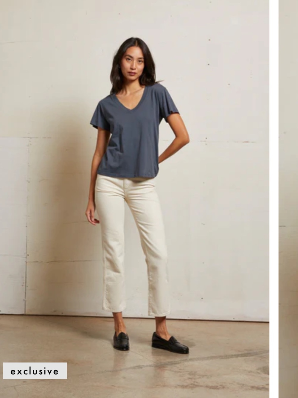 Prefectwhitetee Hendrix Cotton Boxy V-Neck Tee Shade Night Size XS - Picture 11 of 12